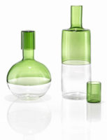 parisevetro - bottiglia bicolor vetro soffiato borosilicato fatta a mano