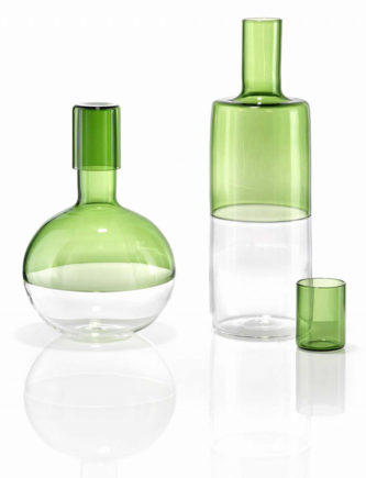 parisevetro - bottiglia bicolor vetro soffiato borosilicato fatta a mano