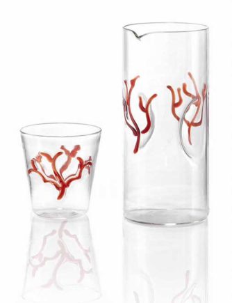 parisevetro - bicchiere corallo rosso vetro soffiato borosilicato fatto a mano